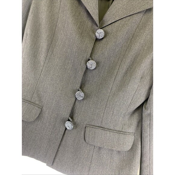 BOGO Carla Carini Wool Blazer Gray Beaded Buttons Collared Made Italy Womens 38 - Picture 3 of 14